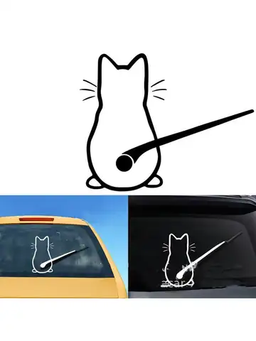 Car Body Window Rear Glass Wiper Sticker Art Funny Cat Sticker 20x32cm Auto Decoration Styling Stickers and Decals Black Red