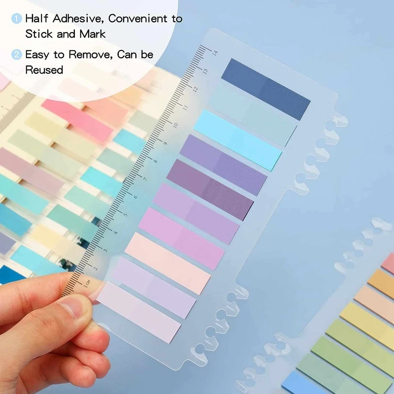 모란디 스티커 탭 책 탭, 60 가지 색상, 쓰기 가능, 투명 스티커 노트 탭, 포스트 스틱