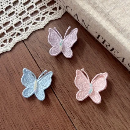 Premium Soft Colorful Butterfly Fabric Patch Hair Clip Embellishment for Shoes Socks Bag DIY Clothing Accessory