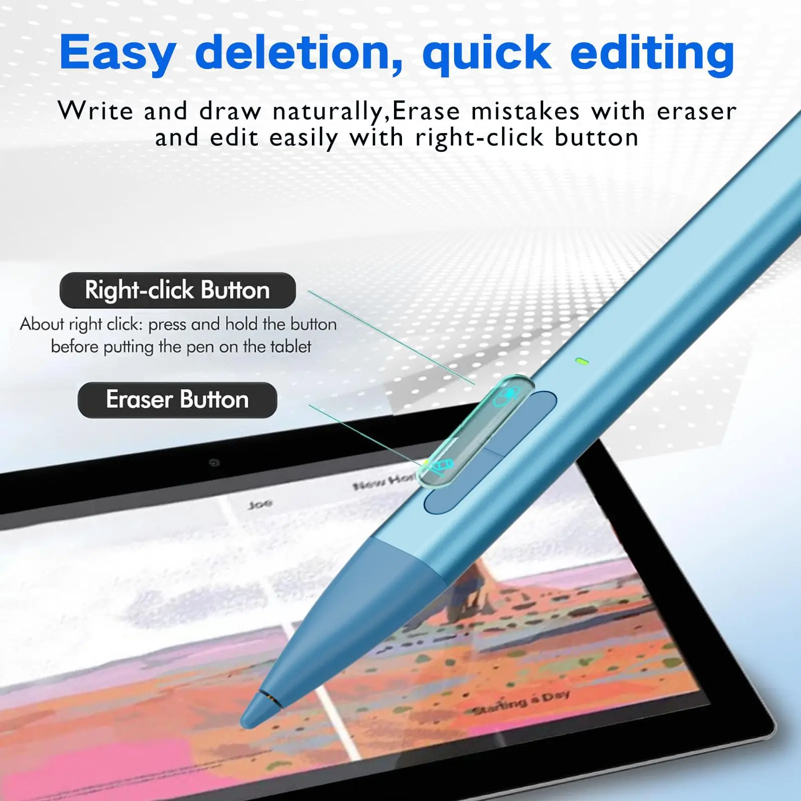 Pen 2 with MPP2.0 for Asus HP Dell Microsoft Surface 4096 Pressure Eraser Palm Rejection Graphite Nib for Surface Pro 11/10/9/8 view 3