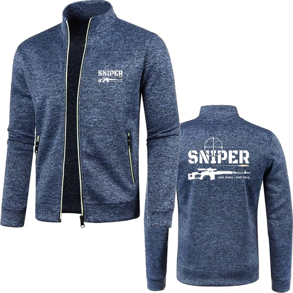 Homens Zipper Jaquetas Fleece Tricô, Exército Especial, Sniper One Shot, One Kill, Malha Jersey, Roupas Sportwear, S-5XL