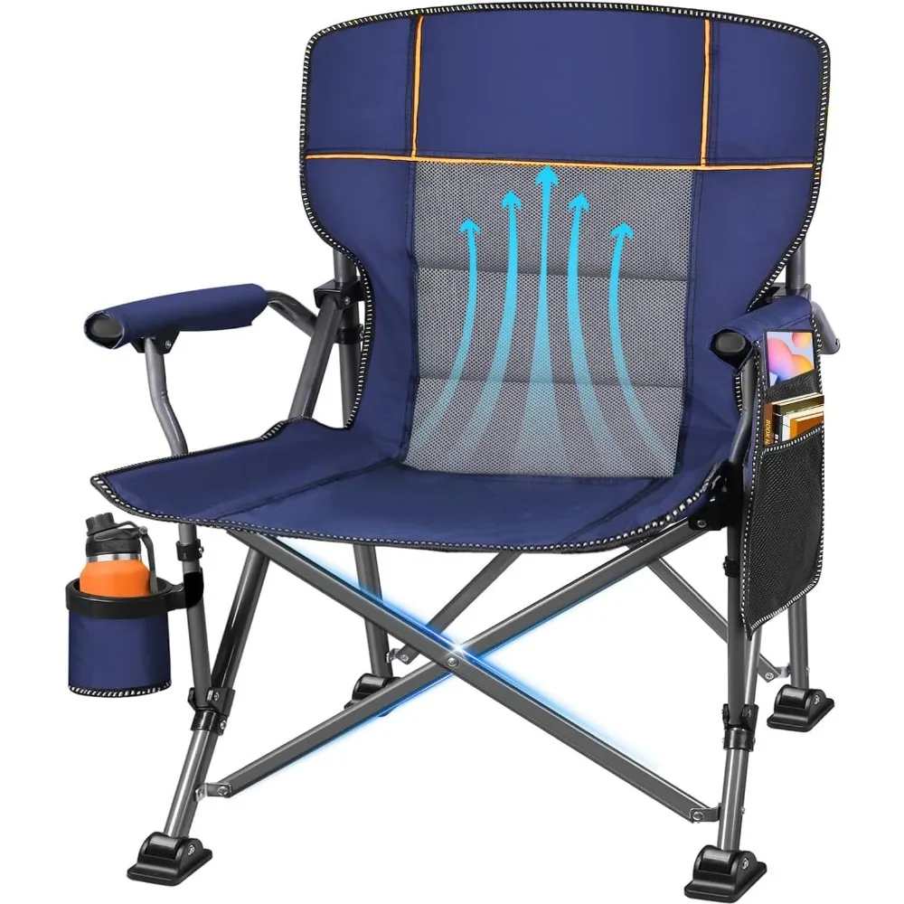

Oversized Camping Chair with Heavy Duty Support for 450 LBS, Foldable Outdoor Chair with Padded Back and Armrests