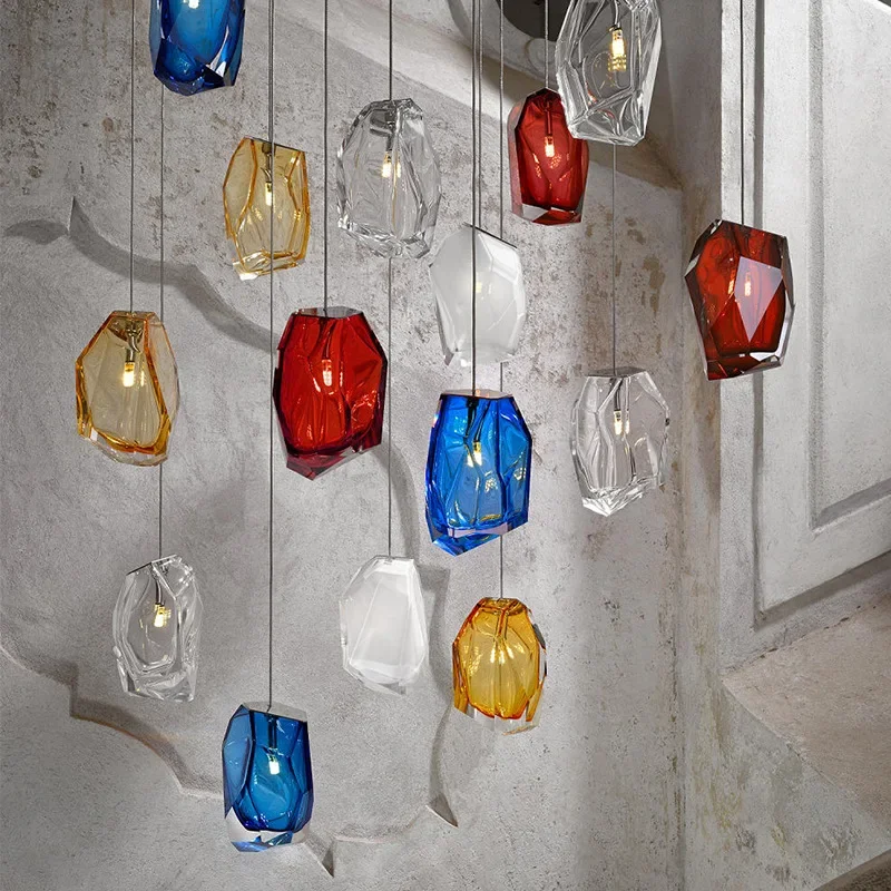 Postmodern Crystal Pendant Light Glass Hanging Lamp Restaurant Bedroom Bedside Kitchen Staircase Living Dining Room Chandelier