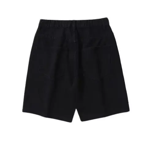 Japonês retro casual shorts meninos verão cor sólida solto ferramentas calças de cinco pontos moletom branco em linha reta calças esportivas