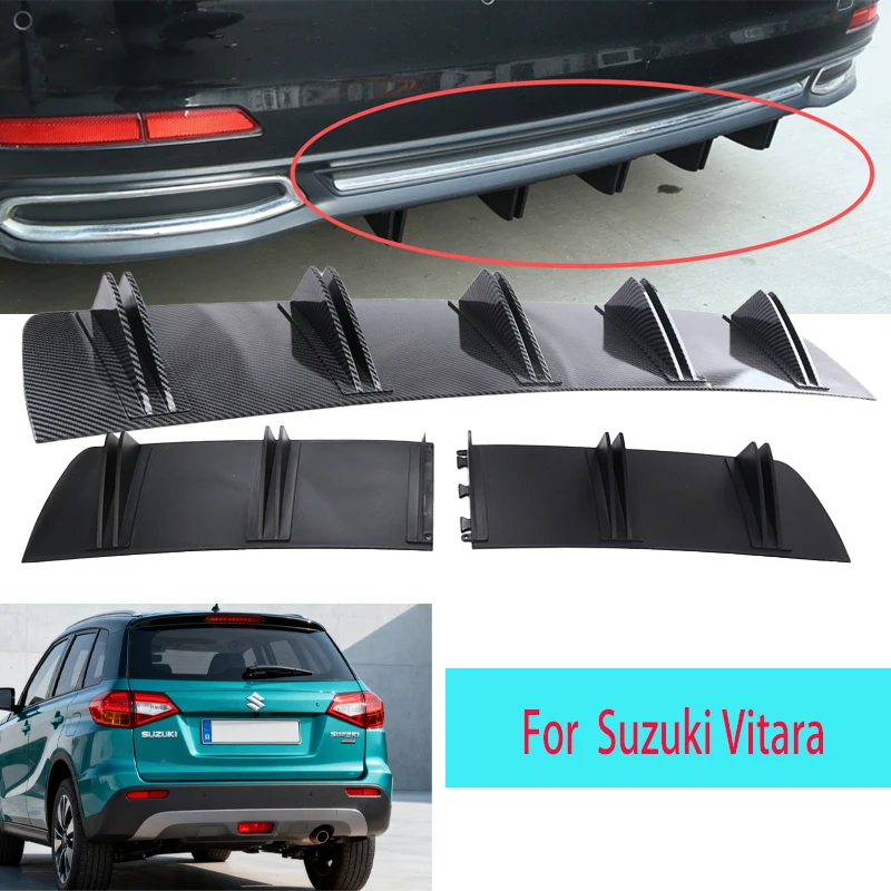 

For Suzuki Vitara Car Rear Bumper Lip ABS Double Wing Rear Shark Chassis Fin Style Curved Bumper Lip Diffuser Anti-collision