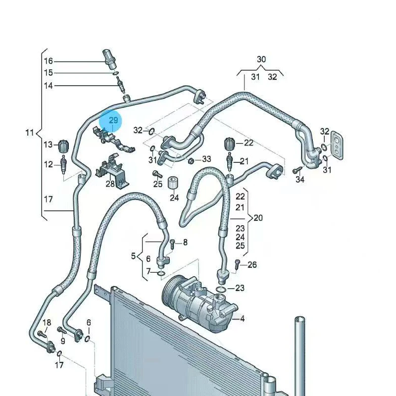 Refrigerant Hose Line Bracket Clip 5Q0820774 for Audi A3 8V Q2 Q3 F3 TT VW Golf 7 Tiguan MK2 Passat B8 Arteon T-Roc
