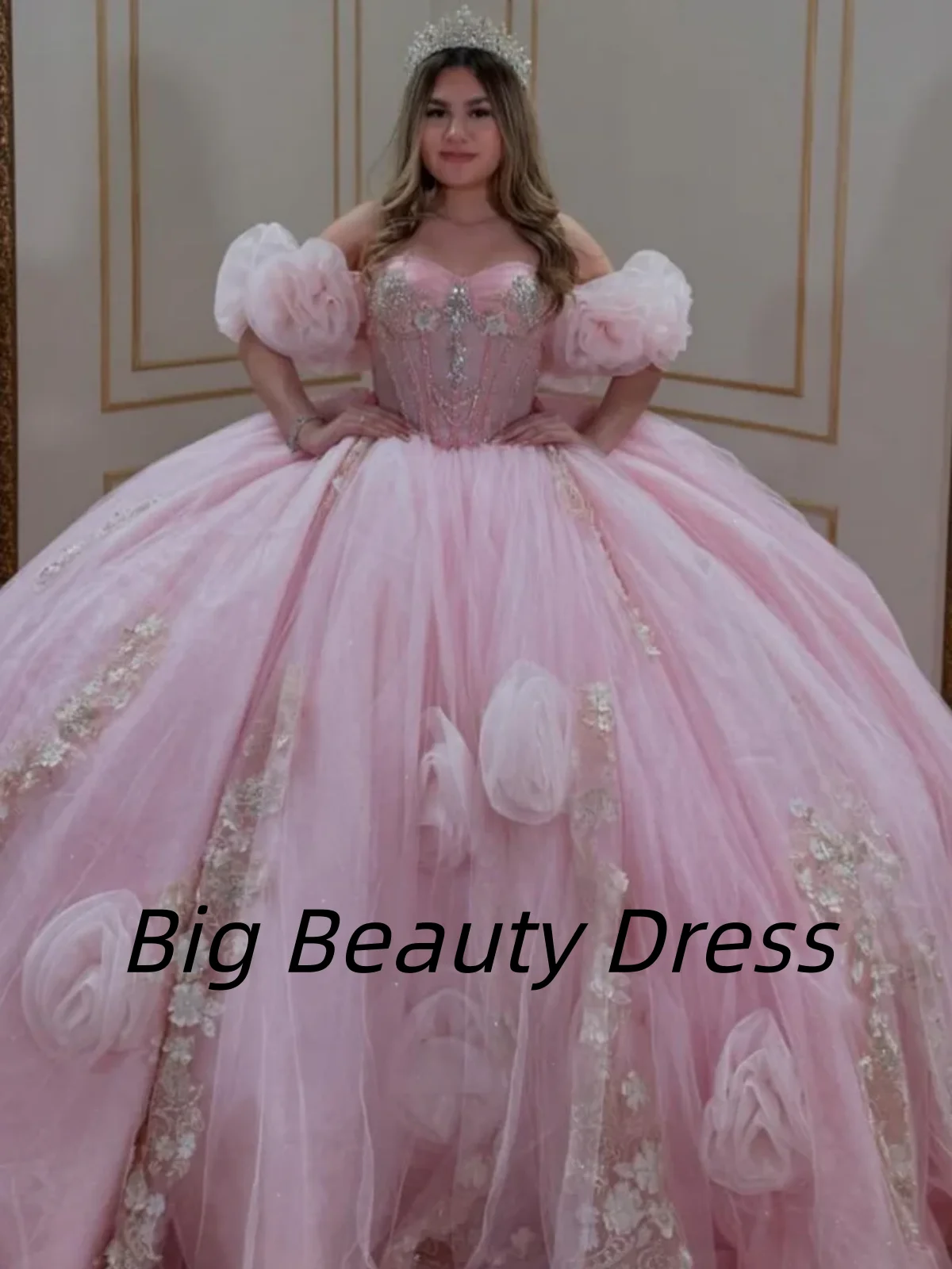 

Индивидуальные 3D-аппликации в виде цветов, платья для Quinceanera, сексуальные платья без рукавов с открытыми плечами, расшитые бисером, вечерние платья, Vestidos de 15 quinceañe