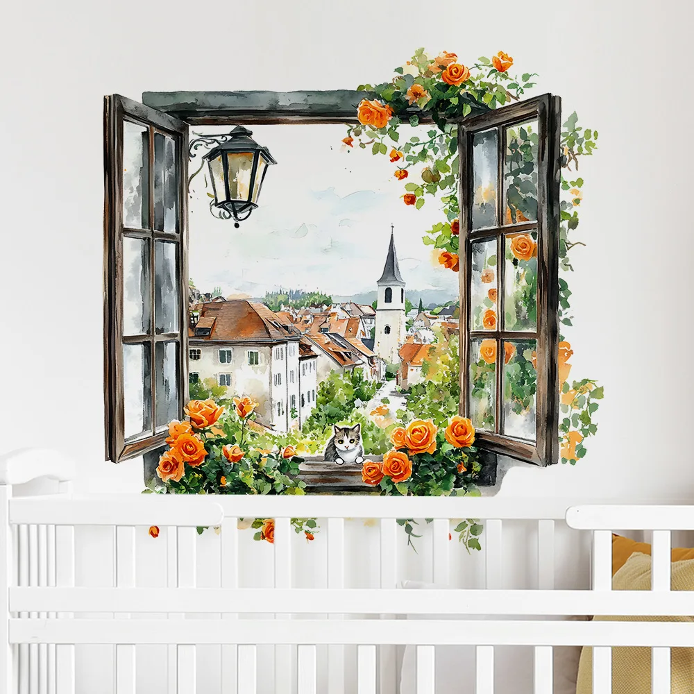 Flower Window Wall Sticker Vinyl Art Sticker for Home Decor Classroom Kids Room Bedroom Self Adhesive Decals
