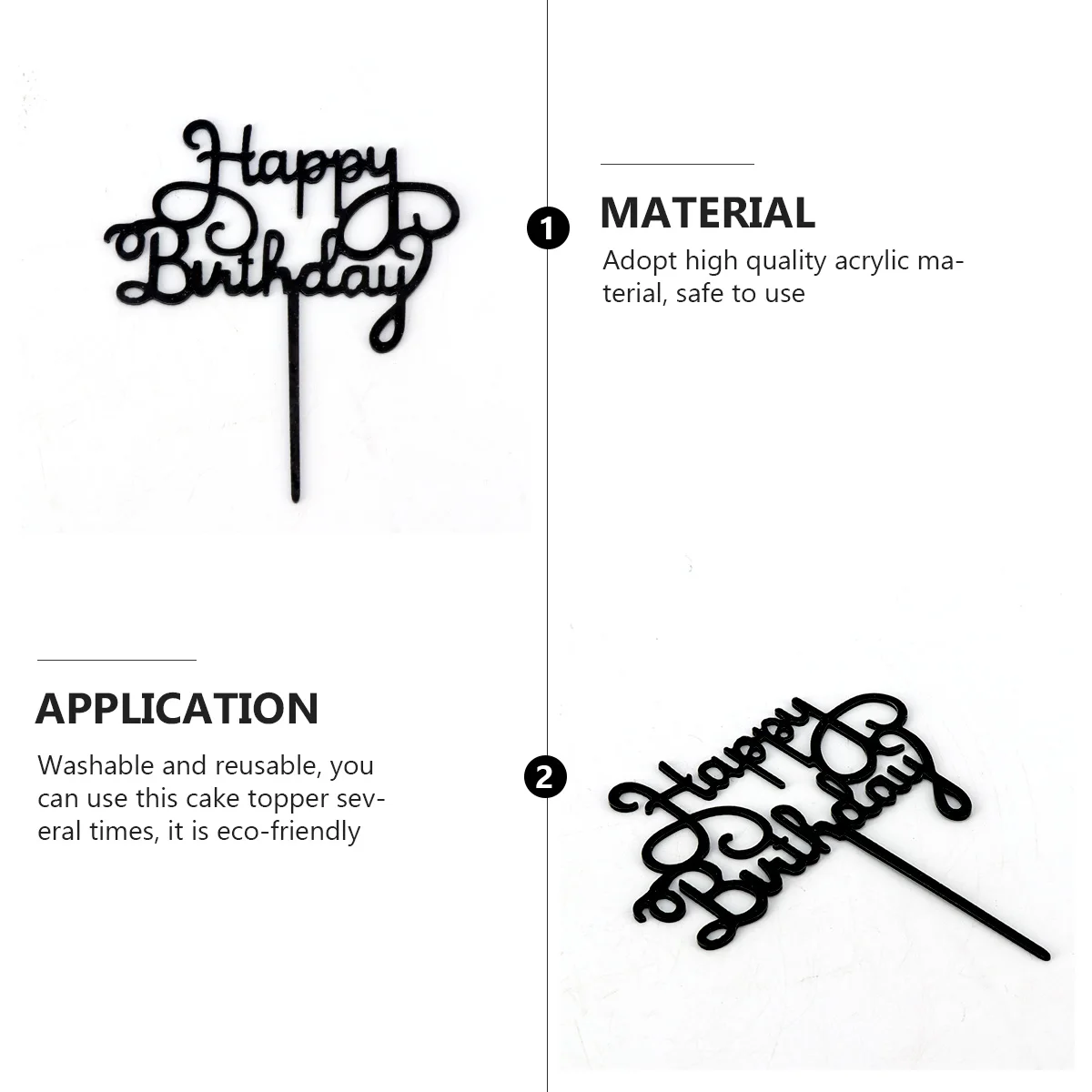 

10 Pcs Dessert Birthday Cake Insert Decorations Sparkling Pick Acrylic Topper