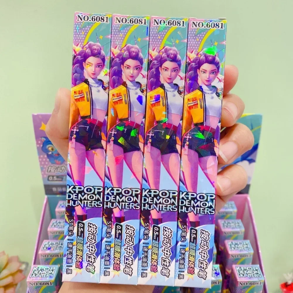 

new 36Pcs KPop Demon Hunters Rumi Zoey Blind Box Black Gel Pen Student Writinng Gel Pen 0.5mm Anime Figure Stationery Supplies