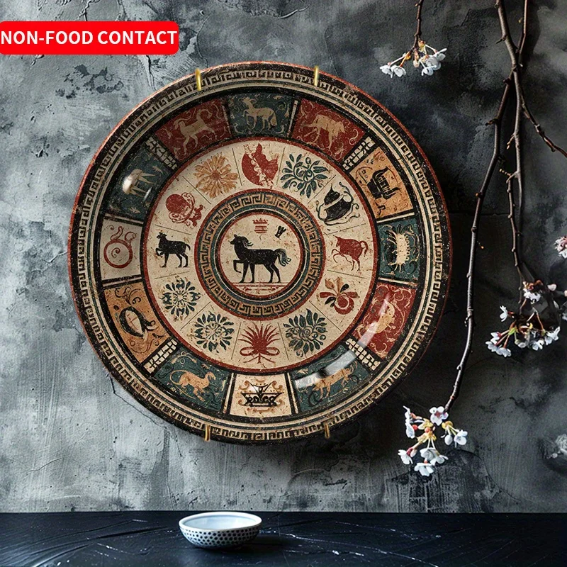 Plato decorativo nórdico de animales de granja, rojo/negro/Beige/, seguro de contacto sin alimentos, para sala de estar, dormitorio, cocina, comedor, 1 ud.