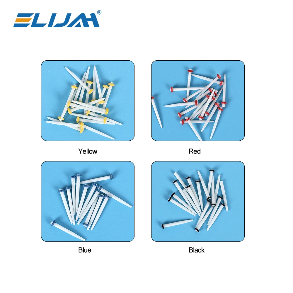 ELIJAH 200 قطعة/صندوق ألياف الأسنان بعد التدريبات المسمار مستقيم آخر الكوارتز الزجاج الموضوع كومة عدة قناة الجذر المواد الترميمية