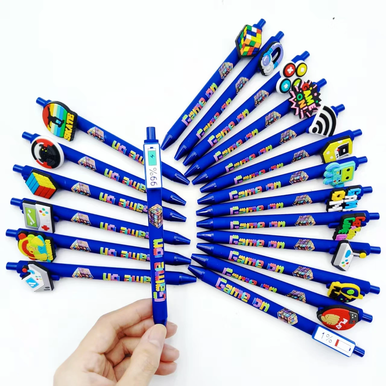

7Pcs/16Pcs Game-Themed Ballpoint Pens Dark Blue Game Patch Pen Student Gift Pen Game Gel Pen