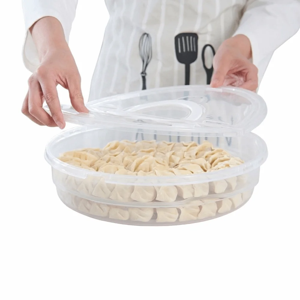 Clear Dumplings Organizer Multilayer With Sealed Lid Round Dumpling Box Reusable Space Saving Food Storage Container Freezing