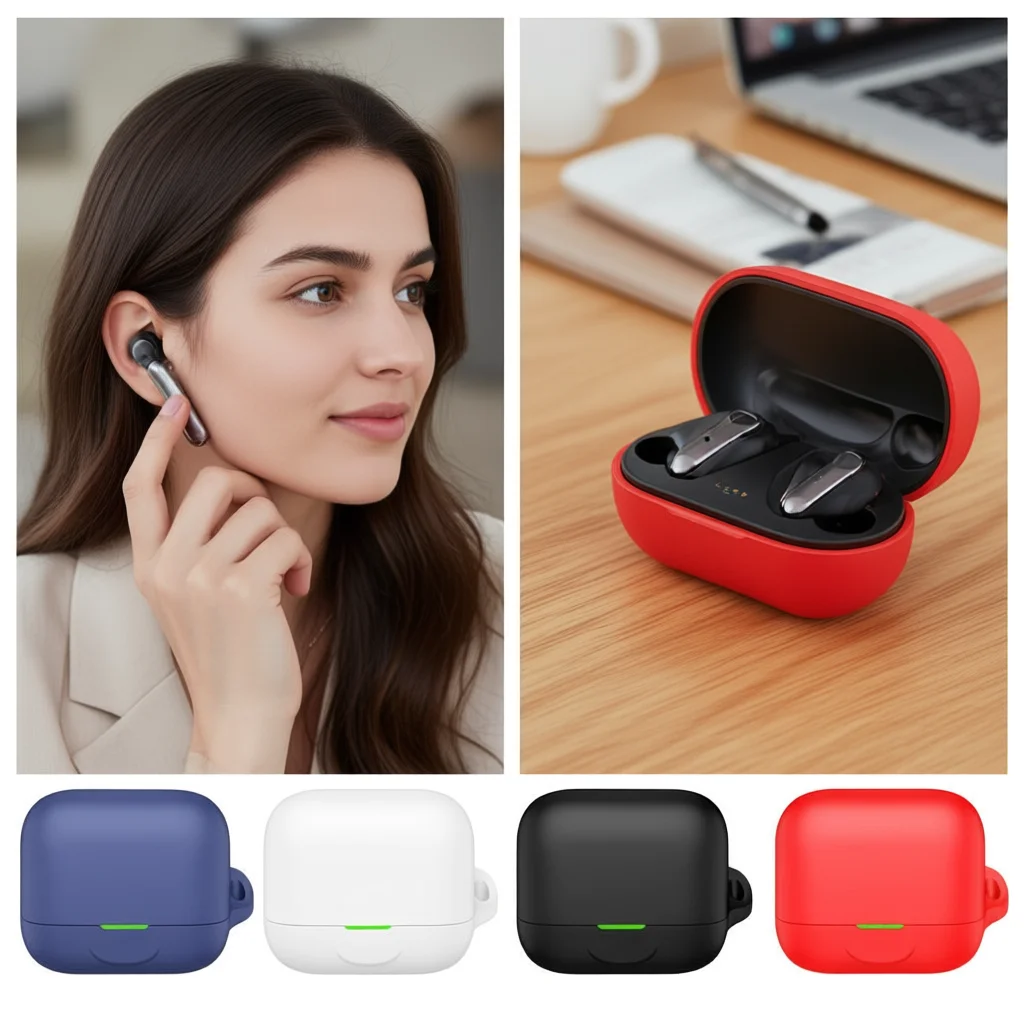 Protective Cover Case For EarFun Air Pro4+ , Silicone Soft Earphone Case Drop-Proof Headphone Box Protective Sleeve With Hook