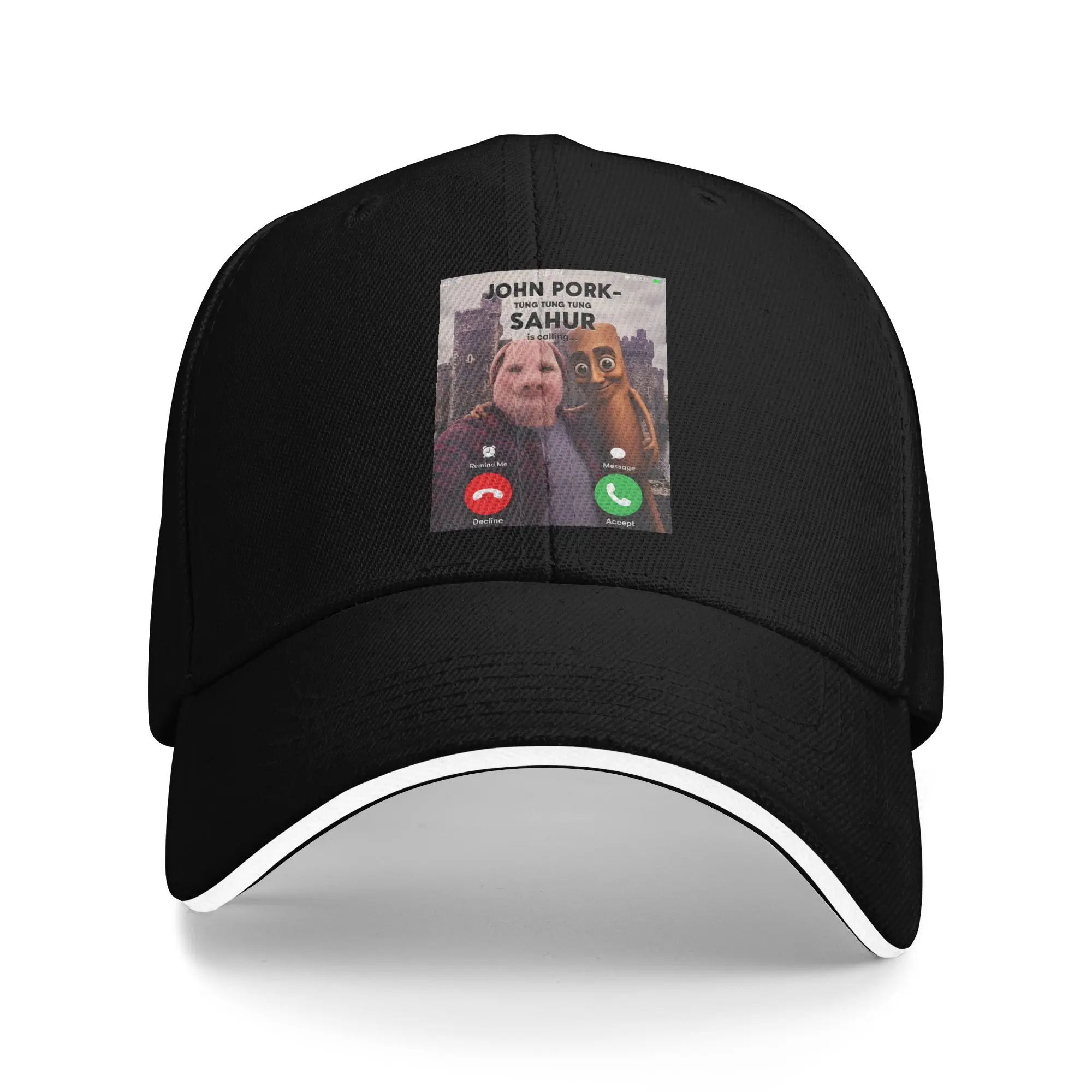 John Pork Tung Sahur Calling Brainrot Meme Casual Baseball Cap Tennis Skate Trucker Hat Summer Sun Men Fashion Baseball Caps