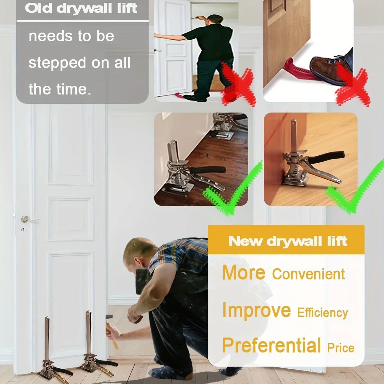 Arm Tool Lift 2PCS Labor Saving Arm,Wall Tile Locator, Multi-Function Height Adjustment Lifting Device,Door Panel Lifting Jack