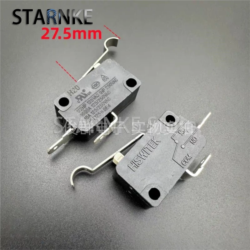 2PCS H20 Light Pressure Micro Switch Normally Open 2Pins Travel Limit Switch 250V 16A With Straight Handle