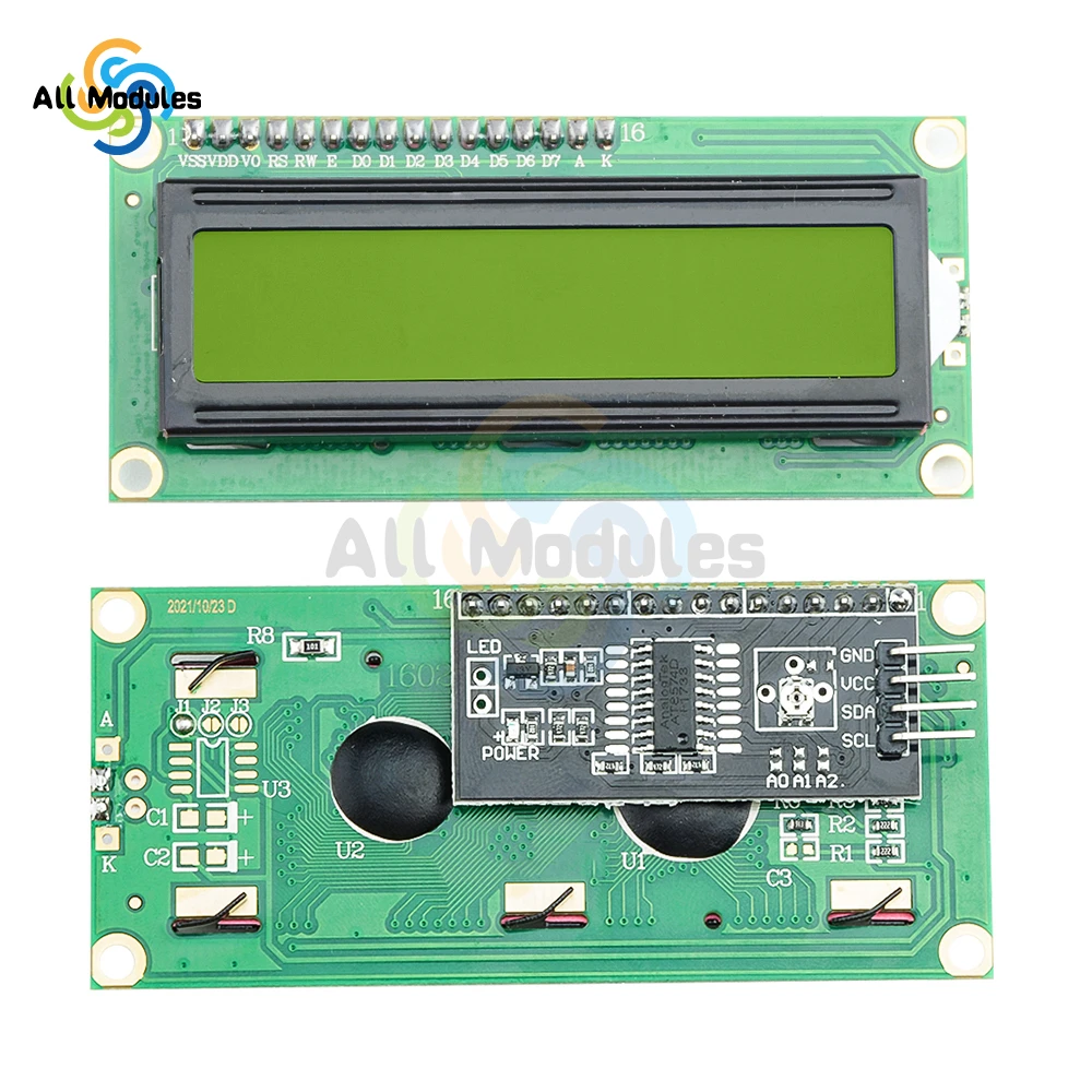 Módulo LCD LCD1602 1602, pantalla verde azul/amarilla de 16x2 caracteres, PCF8574 PCF8574T IIC I2C interfaz 5V