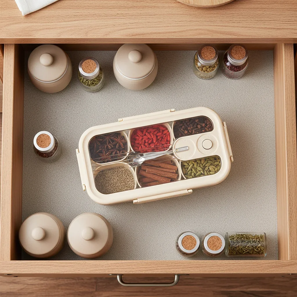 Food Grade Plastic Spice Storage Container With Lid Sealed Octagonal Design Kitchen Storage Jar