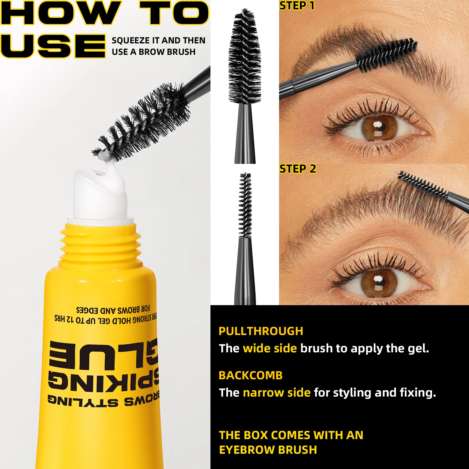 DEROL Styling Eyebrow Mascara Gel Eyebrow Setting Cream With Brush Wild Brow Styling Balm Longlasting Waterproof Makeup Cosmetic