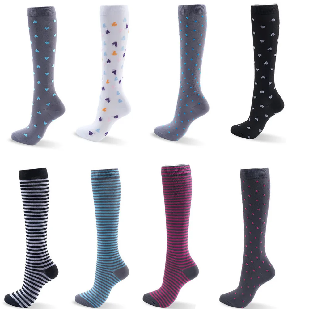

3 Pairs Compression Socks for Women Knee High Nurse Compression Socks Sport Socks Good for Running Cycling Fitness Hiking Flight