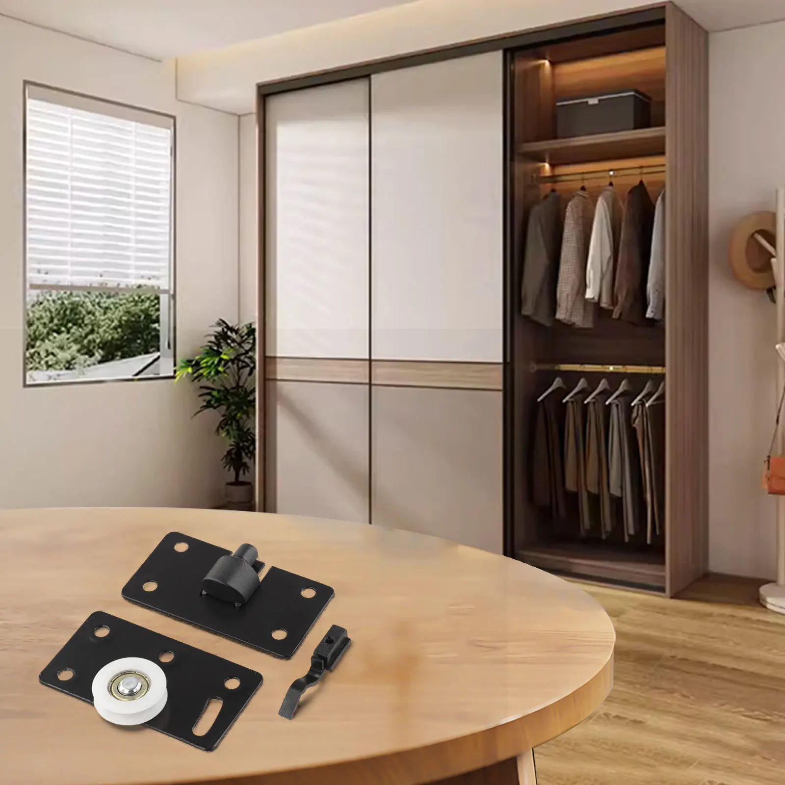 Sliding Door Wheels Rollers Pulleys Runners for Cupboard Wardrobe Cabinet Doors Replacement Parts for Smooth Sliding Function