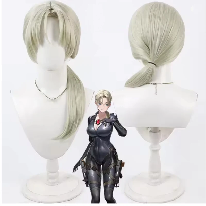 

Game Jill Valentine Cosplay Wig – Light Cyan Synthetic Heat Resistant Hair with Wig Cap, Halloween Carnival Party Costume Props