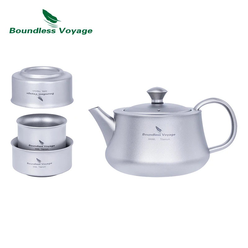 Boundless Voyage 300ml Titanium Teapot with Infuser Chinese Tea Set Metal Travel Tea Cups Outdoor Camping Portable Tea Kettle