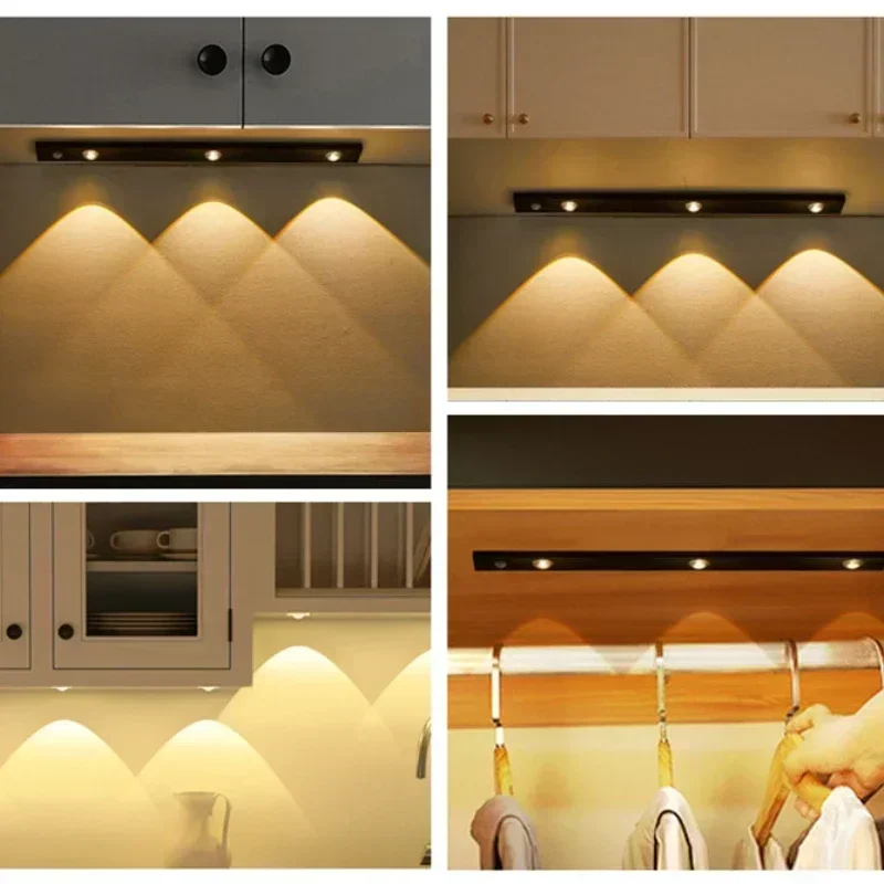 Intelligent Human Body Sensing Ultra-thin LED Cat Eye Light ChargingStrip Wardrobe Cabinet Strip Three ColorLight IntelligentLED