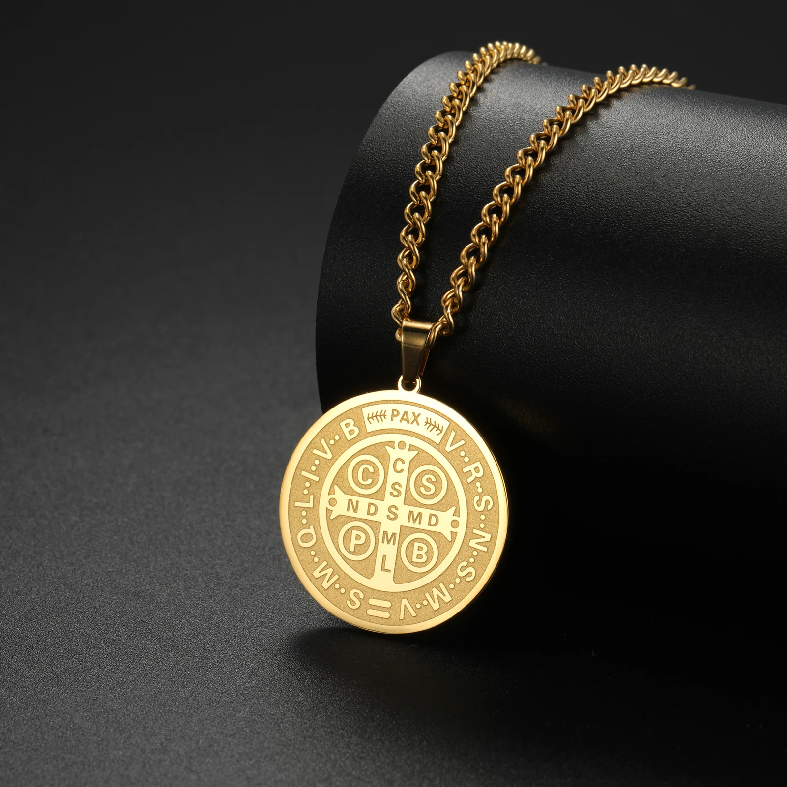 COOLTIME قلادة ميدالية القديس بنديكت من الفولاذ المقاوم للصدأ قلادة قلادة كاثوليكية قلادة قلادة خمر سان بينيتو تميمة هدية المجوهرات #3