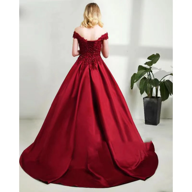 DSP Elegante A Line Off Shoulder Satin Dress, Vestidos Quinceanera com Apliques, Vestido de Baile, 15 Anos, 2024