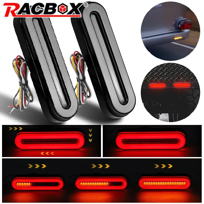 Car Truck Trailer Led Light Stop Tail Lamp Red Sequential Flowing Turn Signals Brake Lights DRL 3 In 1 Moto Taillight 12V 24V  ​