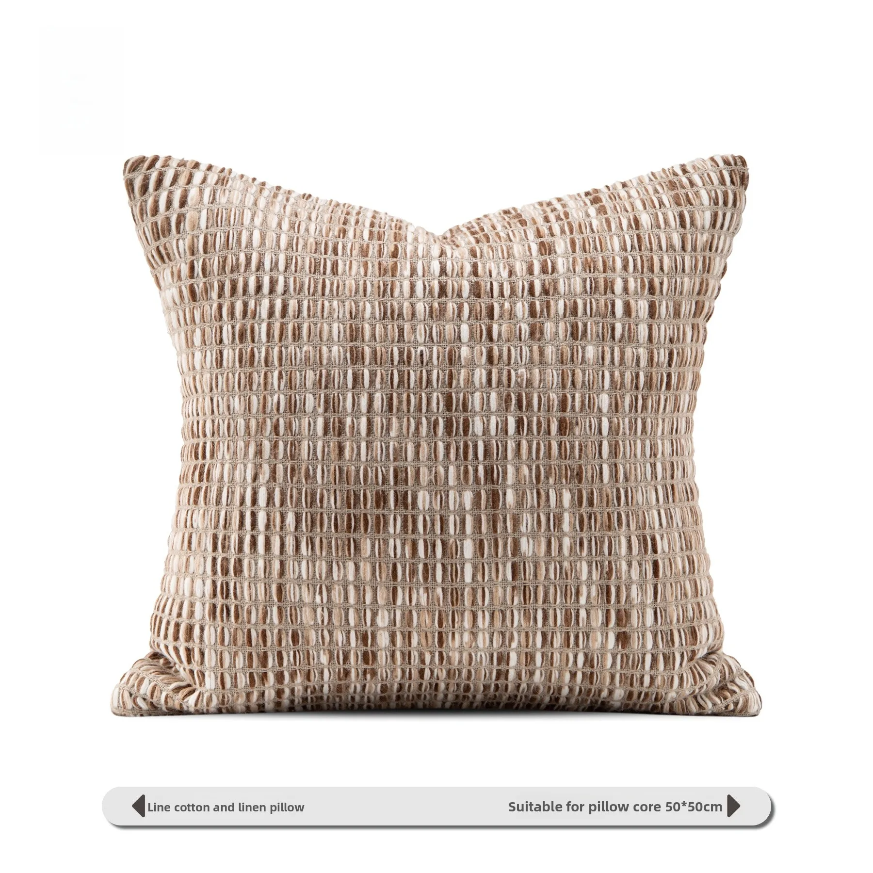

Modern mat Chinese Sle Sofa Pillow Light Luxury Light Brown Cotton Linen Texture Living Room Sample Room Cuion