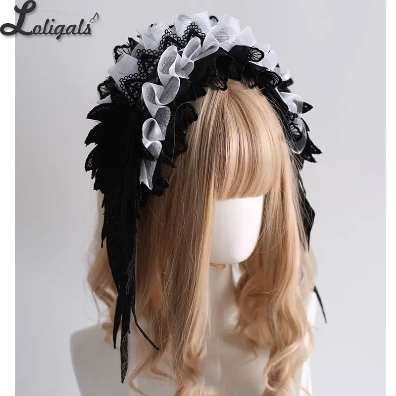 Gothic Multi-colored Wings Headband Gorgeous Lace Lolita Subculture KC with Ruffles