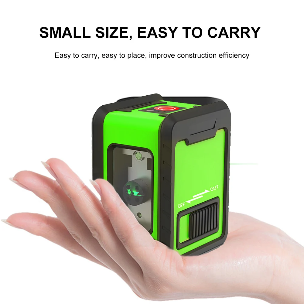 2 Lines Laser Level Portable Self-leveling Green Beams Laser Level High Precision Horizontal Vertical Cross-Line Laser Leveling