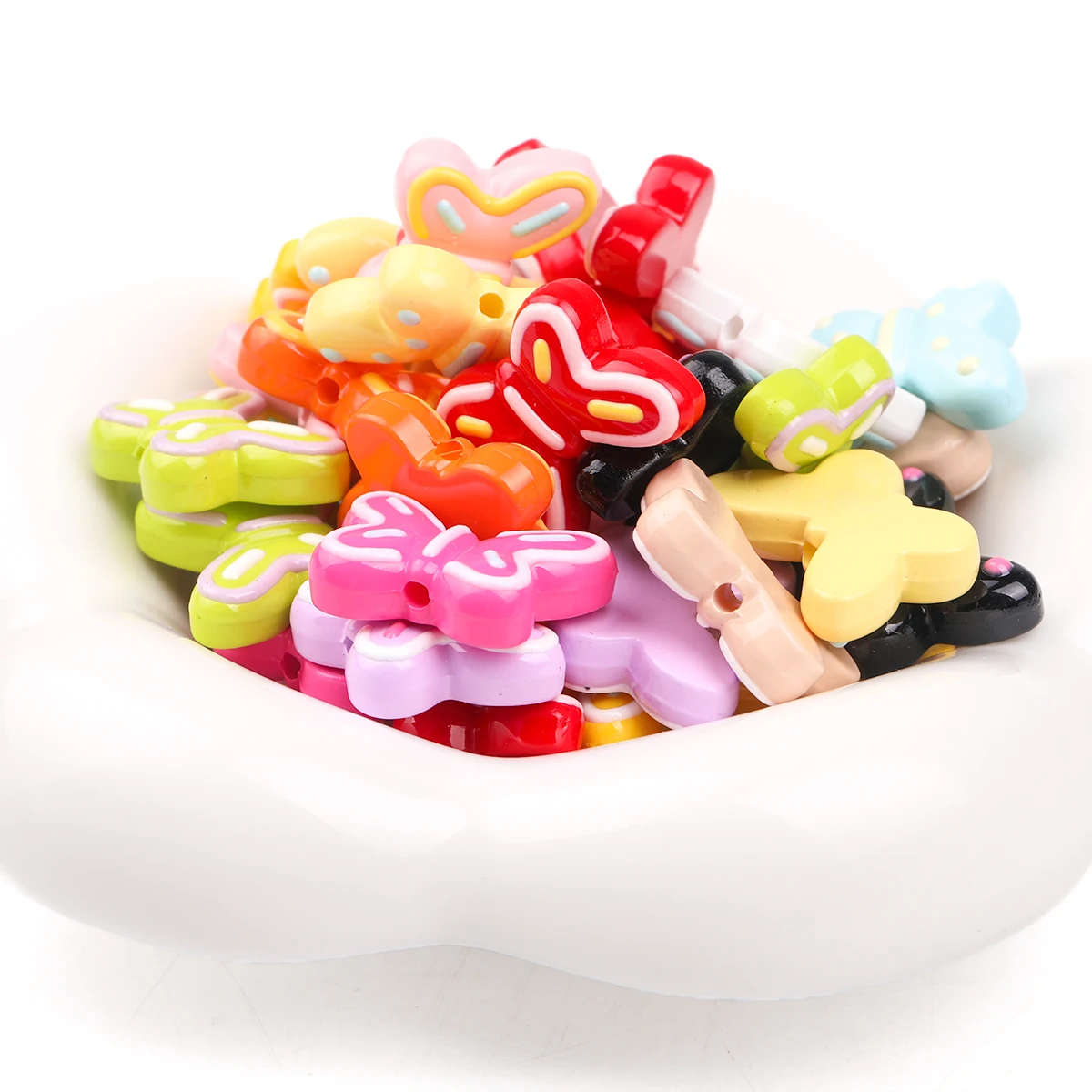 8pcs/16pcs Multicolor Hand-drawn Butterfly shape Acrylic Beads with 1.5mm Drilled Holes Beads for pen making Loose Spacer Beads