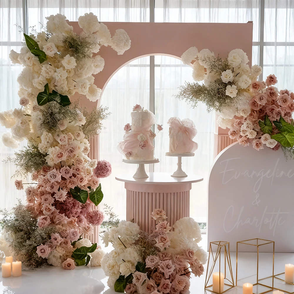 

Silk Flower Wholesale Artificial Pink Rose Flower Arch Wedding Flower Arch For Wedding Decor