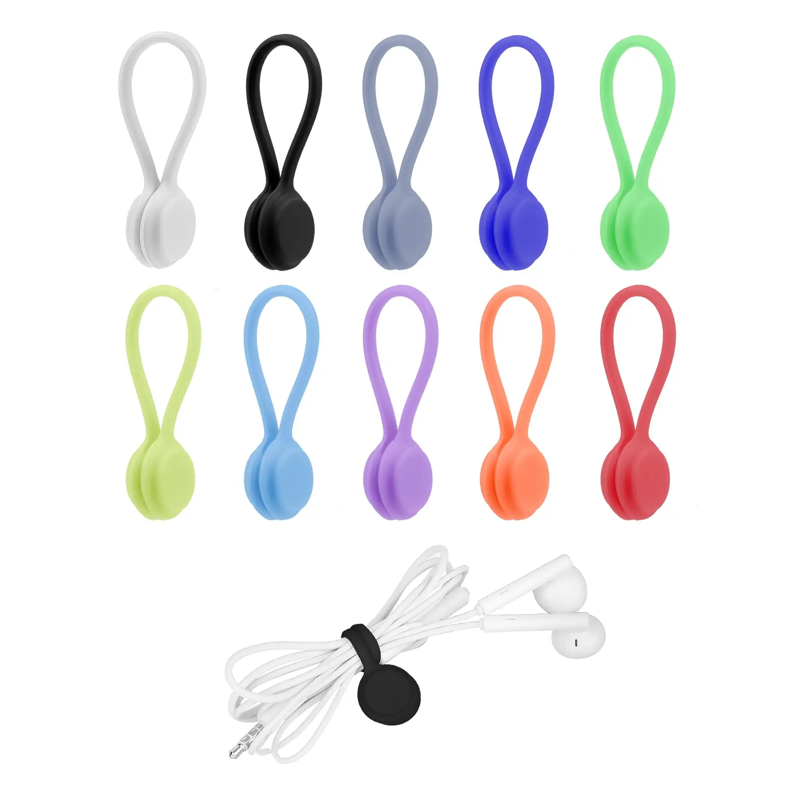 

10 шт., многоразовые магнитные кабельные стяжки