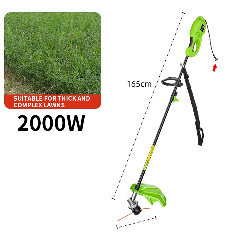 2000W/1800W High Power Weed Remover Small Household Mowing Tool Lawn Mower Plug-in 220V Electric Lawn Mower