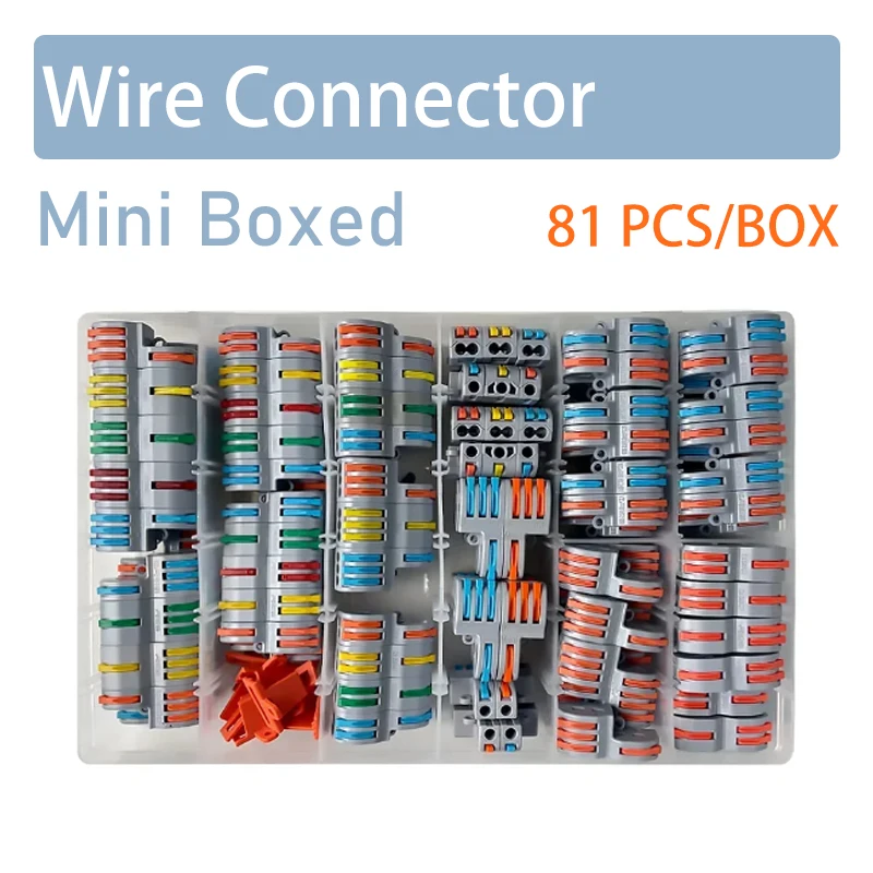 81PCS SPL Compact Boxed Mini Fast Boxed Wire Connector Conductor Spring Wiring Connector Conductor Push-in Terminal Block ﻿