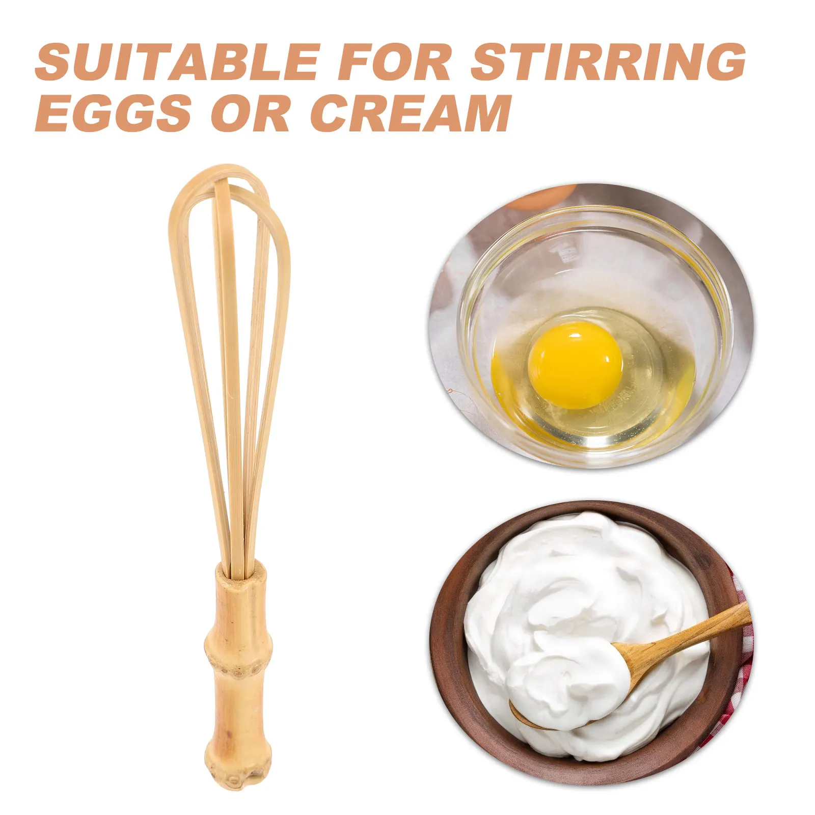

Bamboo Egg Whisk Manual Kitchen Mixer Light Ergonomic Handle Easy Cleaning Multi-Function Cooking Tool For Home Baking Cake