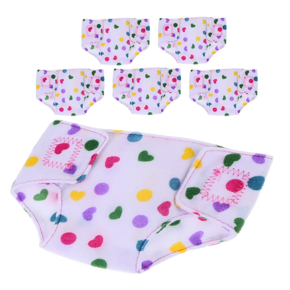 

6Pcs Baby Diapers Adjustable Reusable 18 Inch Clothes Accessories for American Pretend Dress Set Baby Diapers