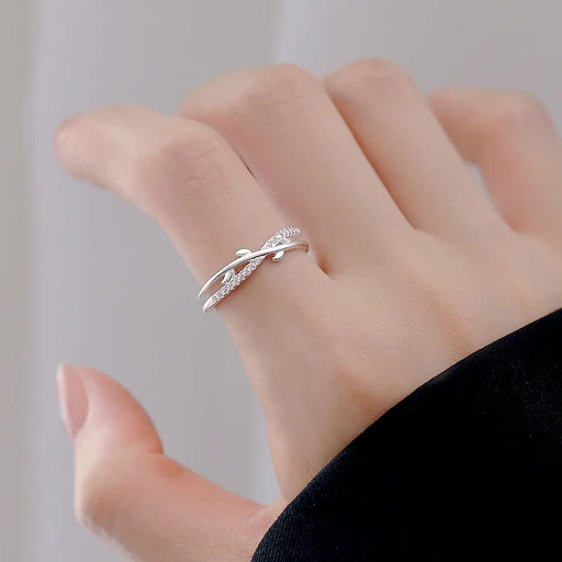 925 Sterling Silver Branch Wrap Double Layer Ring For Women Gift Trend Irregular Jewelry  Dropship Wholesalel