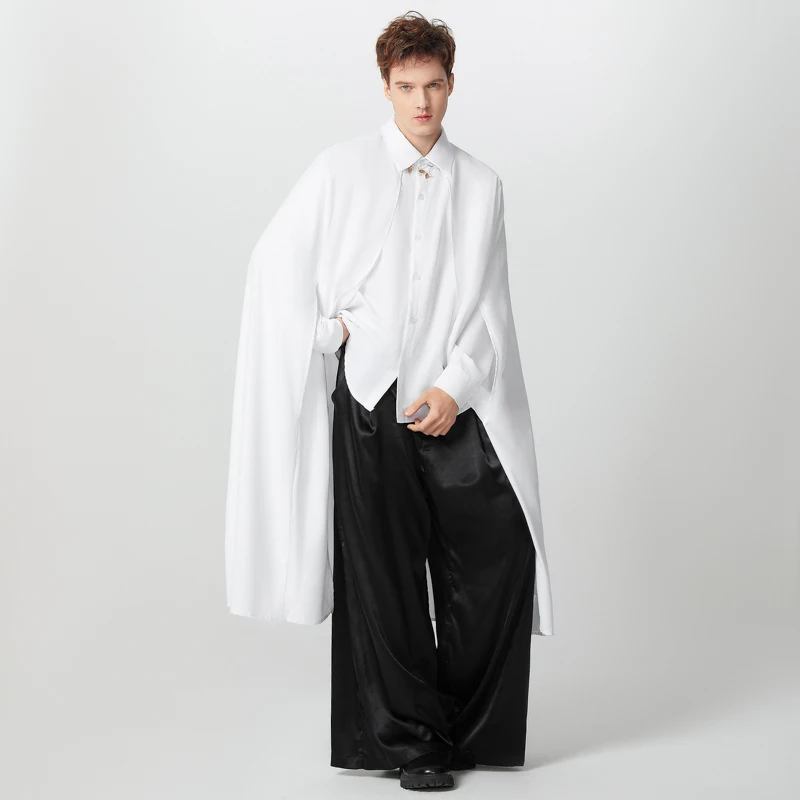 

INCERUN Men Irregular Shirt Fashion Long Sleeve Shirts 2026 Loose Casual Tops Lapel Collar Streetwear Cape Shirts Men Clothing