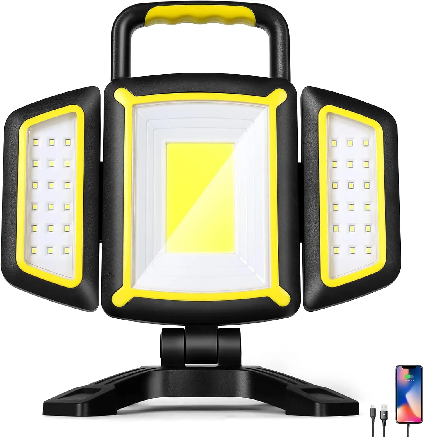Rechargeable LED Work Light 360 Rotatable & Foldable Work Lamps with Magnetic 4400mAh 5 Light Modes Job Site Lighting Outdoor