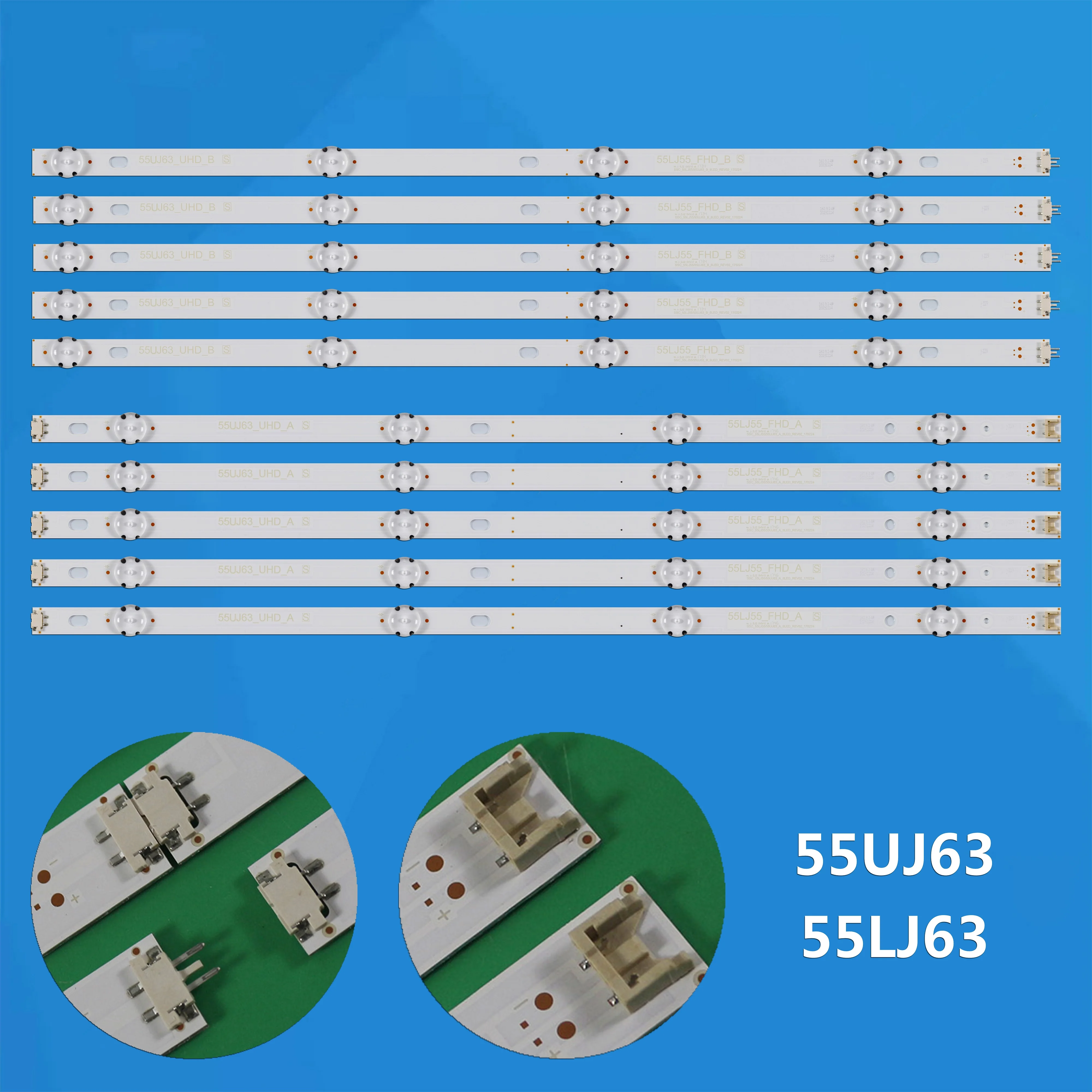 Kit LED Strip(10) For Innotek 17Y 55inch_A B-Type SSC_55LJ55/55UJ63_A B_8LED 55UJ630T 55UJ633T 55UJ634T 55UJ632T 55UJ7588