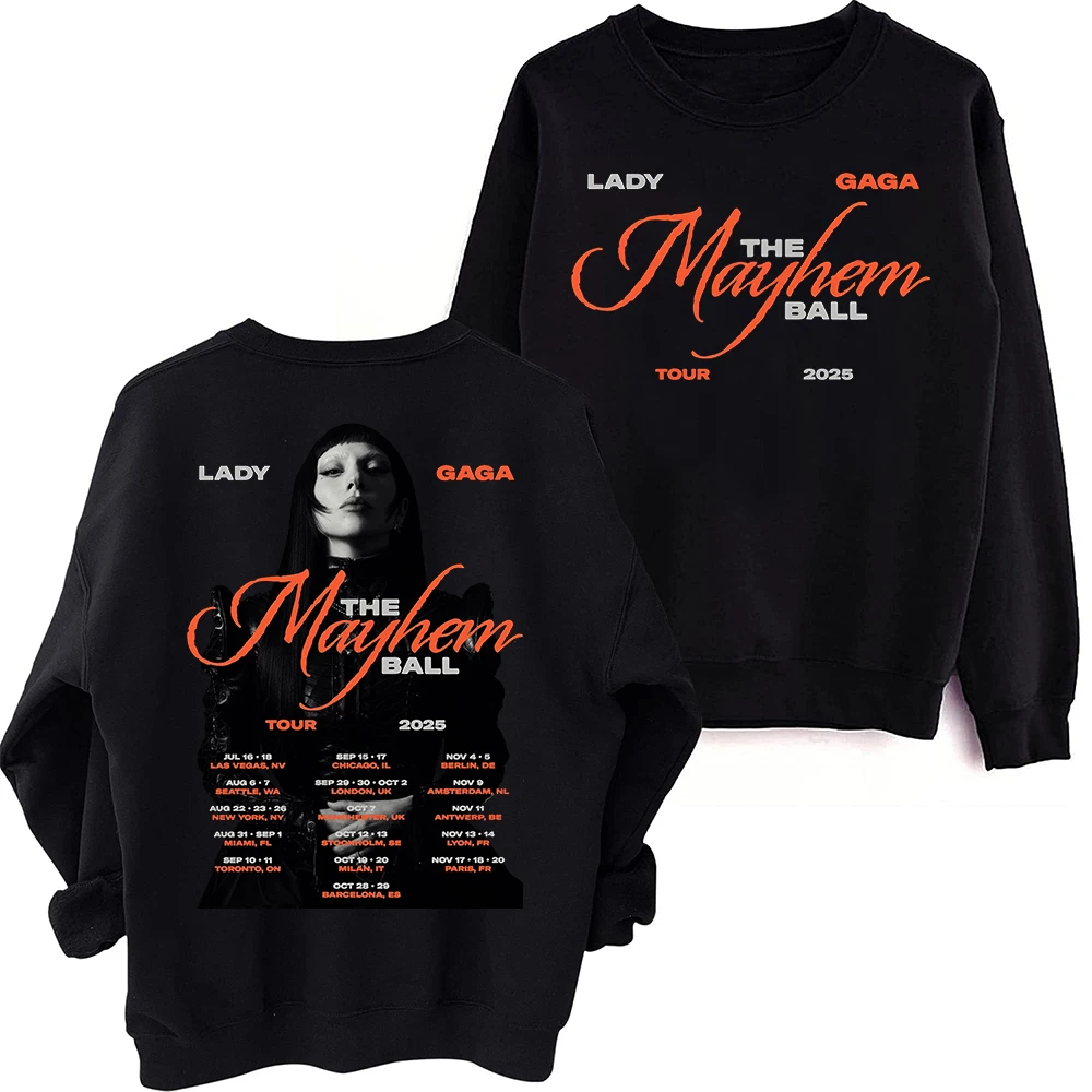 

Lady Gaga Tour 2025 Sweatshirt Oversized Harajuku Round Neck Long Sleeve Sweatshirts Music Tour Fans