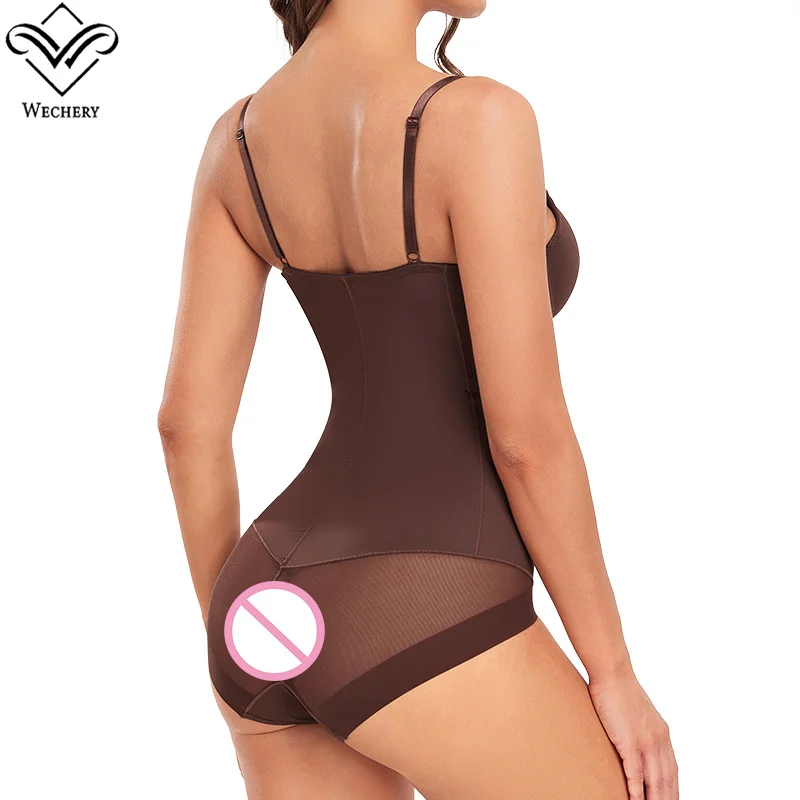 Women\'s Underwear Female Body Tightening Waist Trainer Abdomen Control Lingerie Brown Body Shaper Bodysuit 3XL