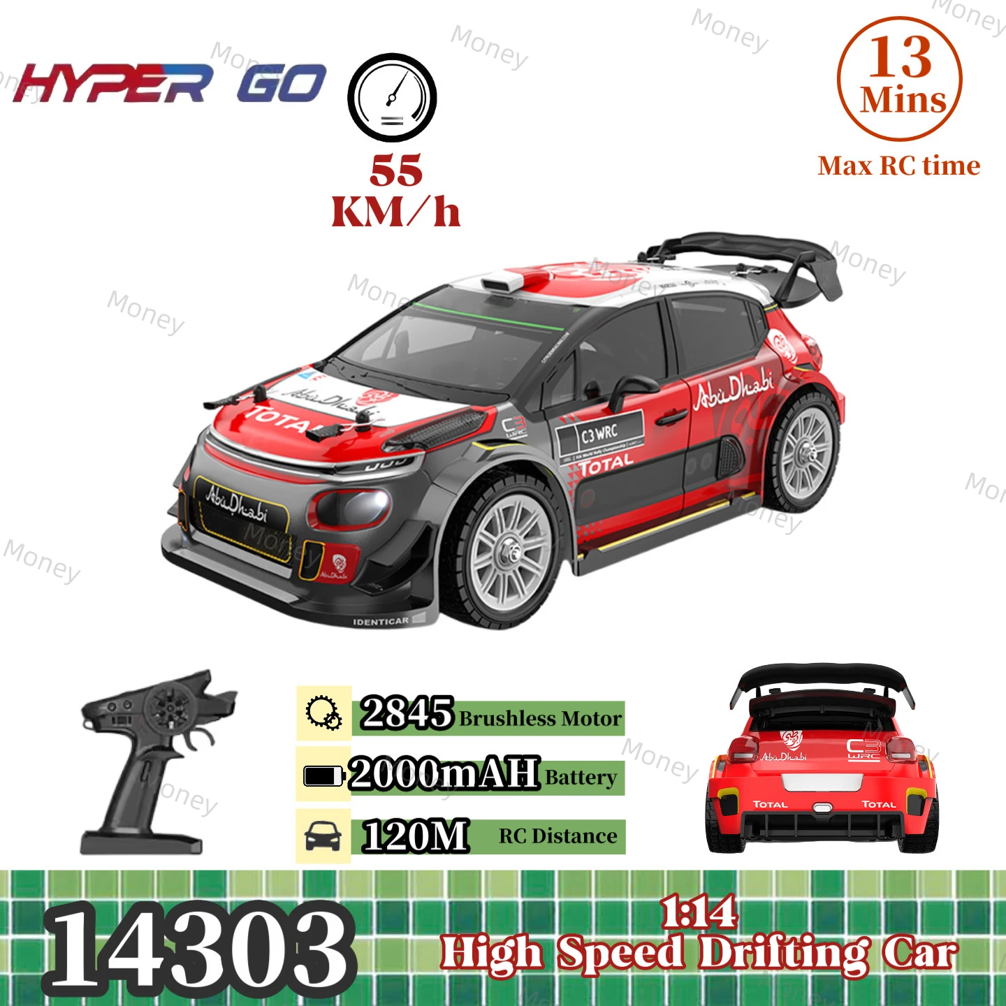 

MJX HYPER GO 14303 1:14 C3 WRC Drifting Car 2.4G 2845 Brushless Motor High Speed 4WD Remote Control Toy